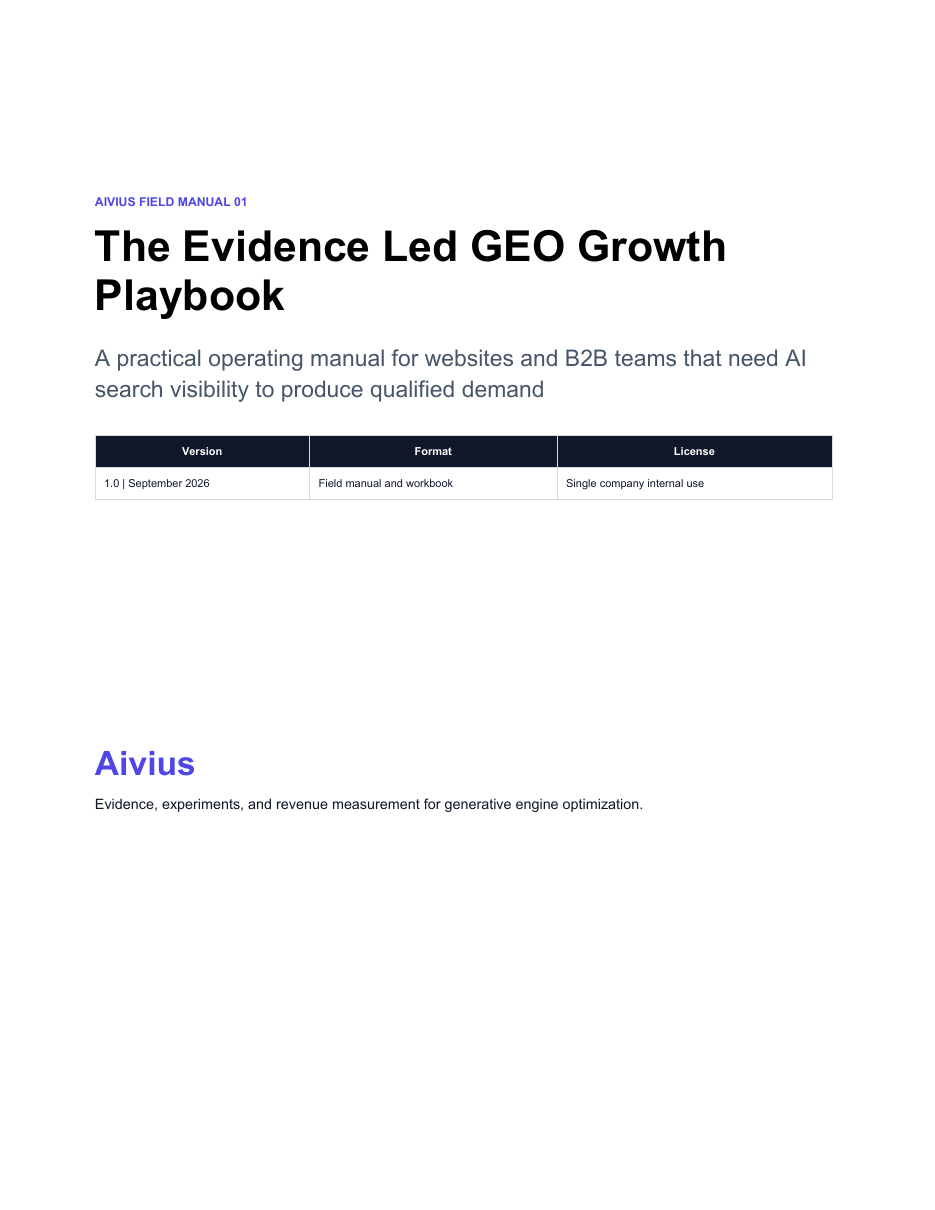 Cover of The Evidence-Led GEO Growth Playbook